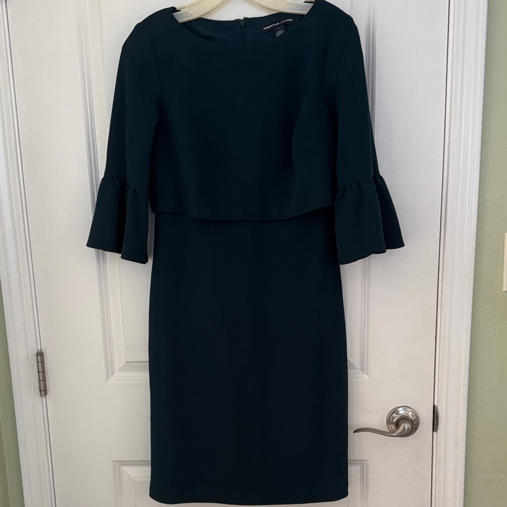 American Living Dark Green/Blue Long Sleeve Dress